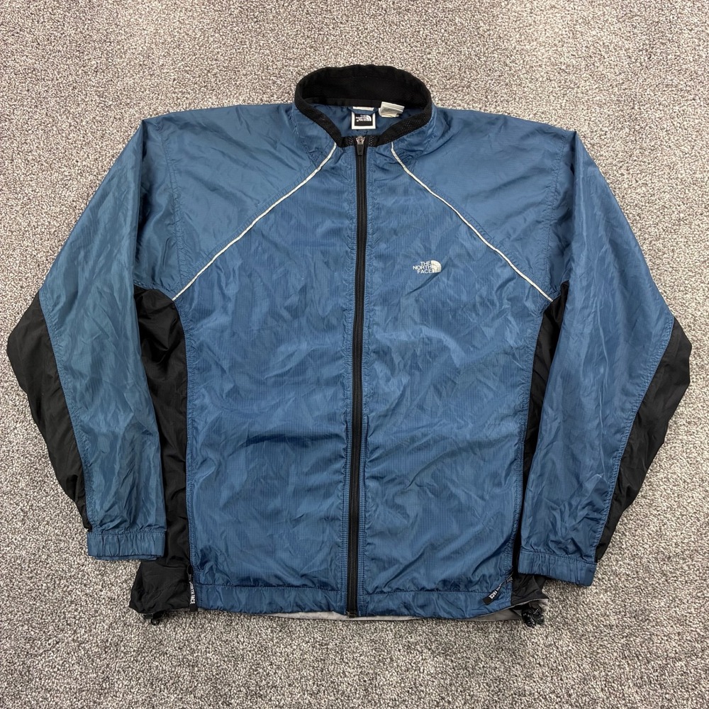 Vintage The North Face Jacket Mens Large Blue Black Ripstop Windbreaker Running